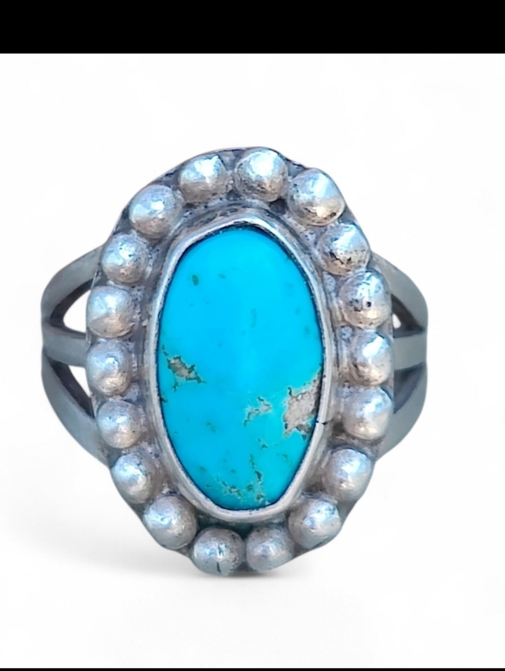 Antique Sterling Silver Old Pawn Turquoise Ring